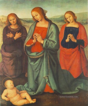 Madonna mit Heiligen anbetend das Kind 1503 Renaissance Pietro Perugino Ölgemälde